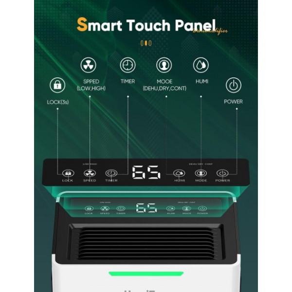 Dehumidifiers for Home Damp, Compressor Dehumidifier with Laundry Dry, Digital Humidity Display, Ultra-quiet, Energy-efficient, Continuous Drainage and 24 Hour Timer, Ideal for Damp, Laundry Drying
