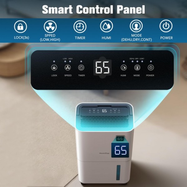 20L/Day (30°C/80% RH Conditions) Dehumidifiers for Home Damp, Quiet & Powerful Dehumidifier with Laundry Mode, Front LED Humidity Display, Lift up handle and 24 Hour Timer,Continuous Drainage