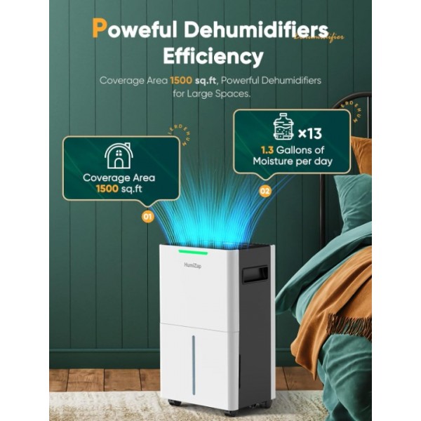 Dehumidifiers for Home Damp, Compressor Dehumidifier with Laundry Dry, Digital Humidity Display, Ultra-quiet, Energy-efficient, Continuous Drainage and 24 Hour Timer, Ideal for Damp, Laundry Drying